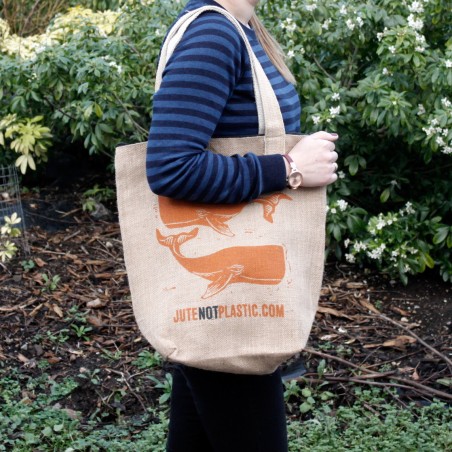 Bolso de yute ecológico - Dos ballenas (4 diseños surtidos)  - 4
