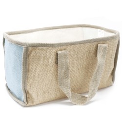 Cesta grande de yute - 33x18x20cm - Azul  - 1