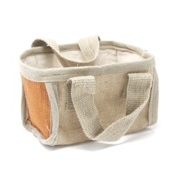 Cesta pequeña de yute - 16x10x12cm - Naranja  - 1