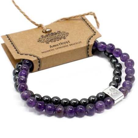 Pulsera de Piedras Preciosas Magnéticas - Amatista  - 1