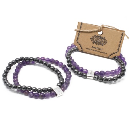 Pulsera de Piedras Preciosas Magnéticas - Amatista  - 3