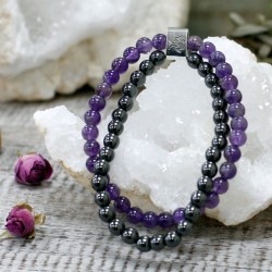 Pulsera de Piedras Preciosas Magnéticas - Amatista  - 4