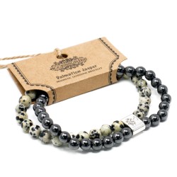 Pulsera de Piedras Preciosas Magnéticas - Jaspe Dálmata  - 1