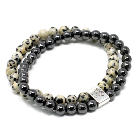 Pulsera de Piedras Preciosas Magnéticas - Jaspe Dálmata  - 2
