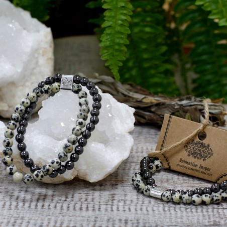 Pulsera de Piedras Preciosas Magnéticas - Jaspe Dálmata  - 4