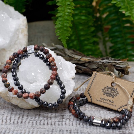 Pulsera de Piedras Preciosas Magnéticas - Piel de Leopardo  - 4