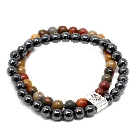 Pulsera de Piedras Preciosas Magnéticas - Jaspe Picasso  - 2