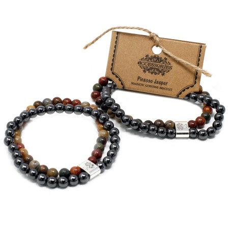 Pulsera de Piedras Preciosas Magnéticas - Jaspe Picasso  - 3