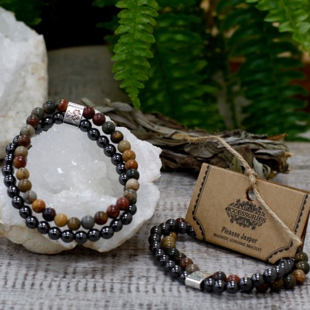 Pulsera de Piedras Preciosas Magnéticas - Jaspe Picasso  - 4
