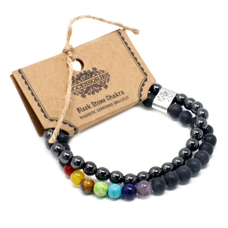 Pulsera de Piedras Preciosas Magnéticas - Chakra Piedra Negra  - 1