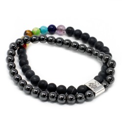 Pulsera de Piedras Preciosas Magnéticas - Chakra Piedra Negra  - 2