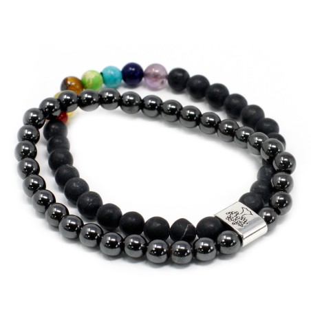Pulsera de Piedras Preciosas Magnéticas - Chakra Piedra Negra  - 2