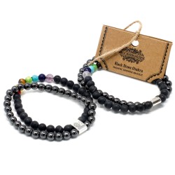 Pulsera de Piedras Preciosas Magnéticas - Chakra Piedra Negra  - 3