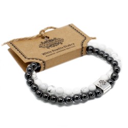 Pulsera de Piedras Preciosas Magnéticas - Chakra Howlita Blanco  - 1
