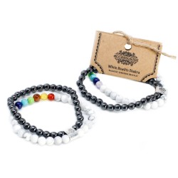 Pulsera de Piedras Preciosas Magnéticas - Chakra Howlita Blanco  - 3