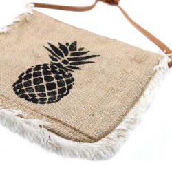 Bolso con flecos - Estampado Piña  - 1