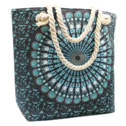 Bolso Mandala con Asa de Cuerda - Azul Oscuro  - 1