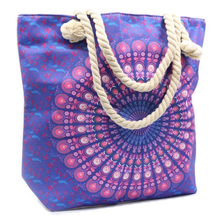 Bolso Mandala con Asa de Cuerda - Azul Violeta  - 1