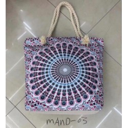 Bolso Mandala con Asa de Cuerda - Azul Eléctrico  - 3