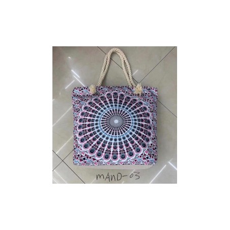 Bolso Mandala con Asa de Cuerda - Azul Eléctrico  - 3