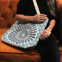 Bolso Mandala Asa De Cuerda - Azul Cielo  - 4