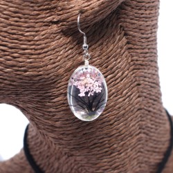 Colgante y Pendientes Flores Prensadas Flores Prensadas - Arbol De La Vida - Rosa  - 4