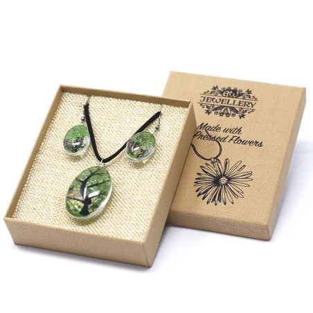 Colgante y Pendientes Flores Prensadas Flores Prensadas - Arbol De La Vida - Verde  - 3