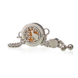 Pulsera de Cadena de Aromaterapia - Gato y Flores - 20mm  - 1