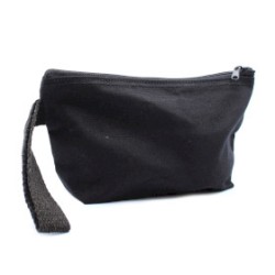 Neceser de algodón negro 10 oz - correa de mano  - 1