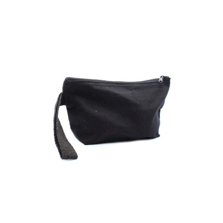 Neceser de algodón negro 10 oz - correa de mano  - 1