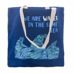 Bolsa de algodón estampada - somos olas  - gris, azul, natural  - 1