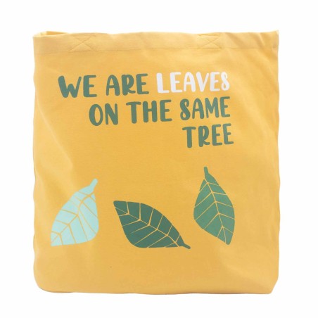 Bolsa de algodón estampada - somos hojas  - amarillo, azul, natural  - 1