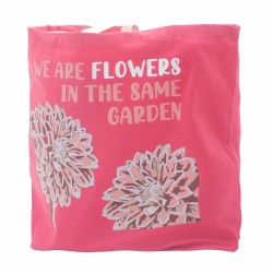 Bolsa de algodón estampada - somos flores - Oliva, Rosa y Natural  - 1