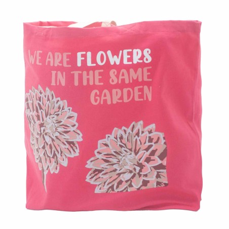 Bolsa de algodón estampada - somos flores - Oliva, Rosa y Natural  - 1