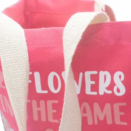 Bolsa de algodón estampada - somos flores - Oliva, Rosa y Natural  - 2