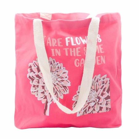 Bolsa de algodón estampada - somos flores - Oliva, Rosa y Natural  - 4