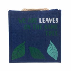 bolsa de yute estampada - Somos hojas - Amarillo, Azul y Natural  - 3