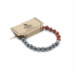 Pulsera de Piedra Preciosa Tallada - Jaspe Rojo Magnético  - 1