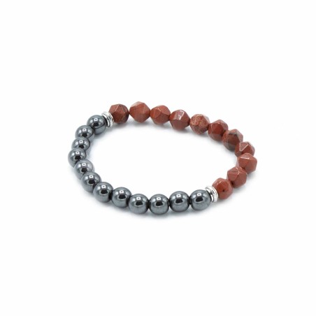 Pulsera de Piedra Preciosa Tallada - Jaspe Rojo Magnético  - 2