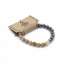 Pulsera de Piedra Preciosa Tallada - Jaspe Rayado Magnético  - 1