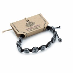 Pulsera Magnética Shamballa de Hematita  -  Calaveras Hexagonales  - 1