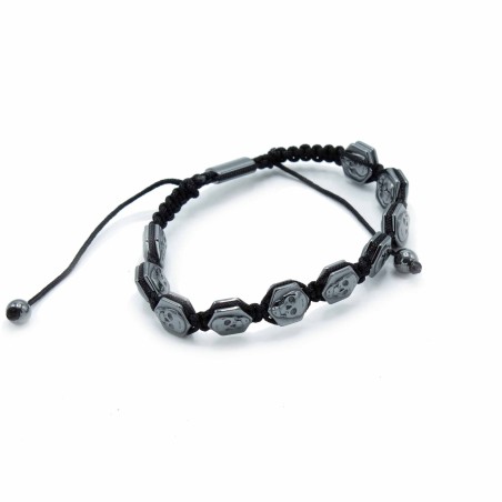 Pulsera Magnética Shamballa de Hematita  -  Calaveras Hexagonales  - 2