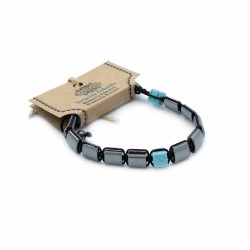 Pulsera Magnética Shamballa de Hematita - Cuboides Turquesa  - 1