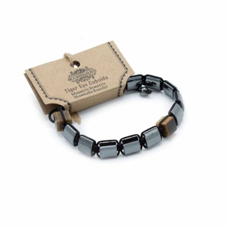 Pulsera Magnética Shamballa de Hematita -  Cuboides Ojo de Tigre  - 1