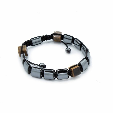 Pulsera Magnética Shamballa de Hematita -  Cuboides Ojo de Tigre  - 2