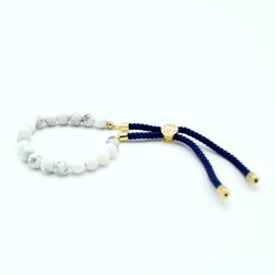 Pulsera de hilo azul marino de Khaulita Blanca en plata 925  - 1