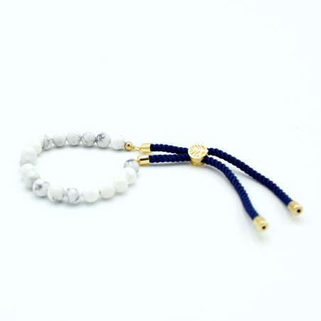 Pulsera de hilo azul marino de Khaulita Blanca en plata 925  - 1