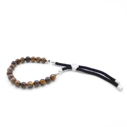 Pulsera de hilo negro con Ojo de Tigre con oro de 18 quilates  - 1