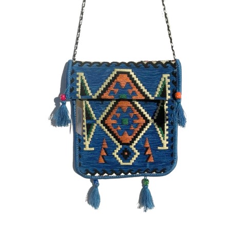 Bolso bandolera de festival Kilim azul cielo  - 1