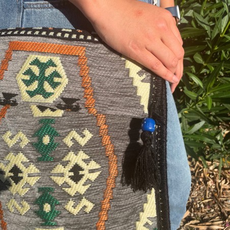 Bolso bandolera de festival Kilim gris pálido  - 3
